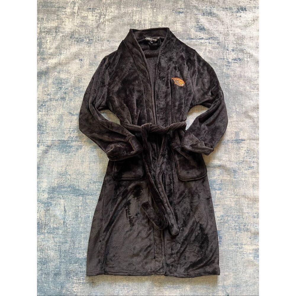 Northwest Black Plush Silk Touch Oregon State University Beavers Bath Robe OS
